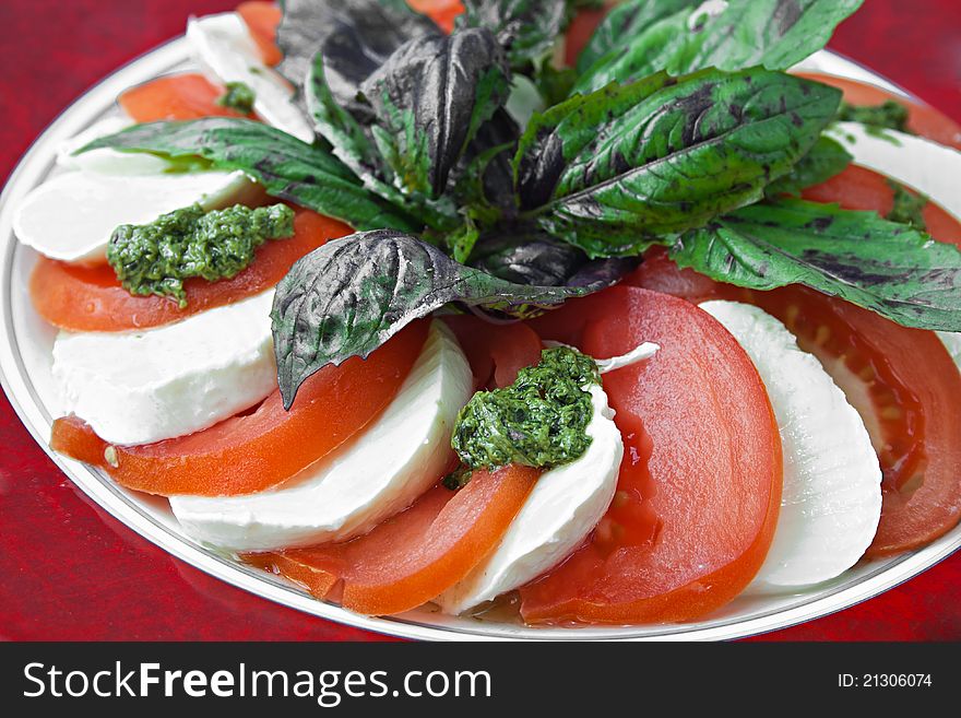 Vegetables Salad With Tomato And Mozzarella