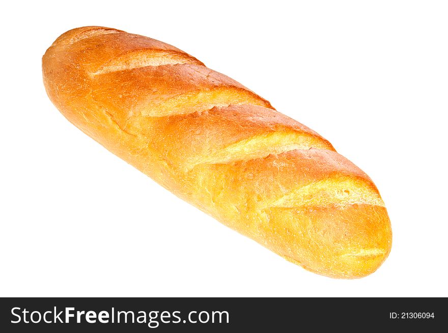 Long Loaf Bread  On White Background