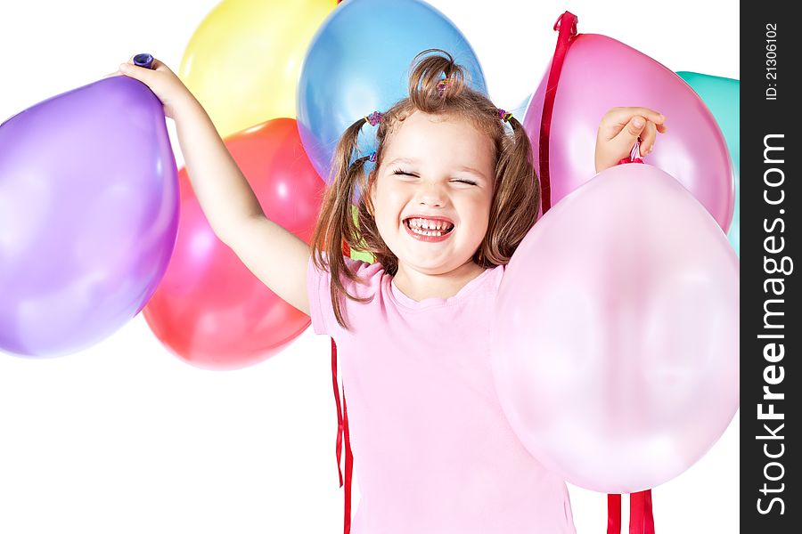 Foto-little girl holding balloons. Foto-little girl holding balloons