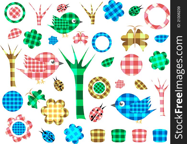 Nature textile stickers, Isolated On White Background vector