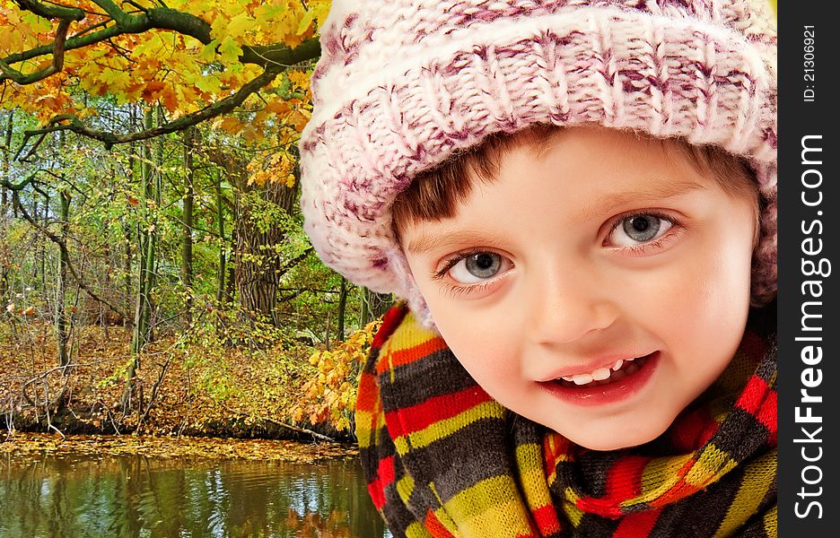 Little girl four years old in autumn forest. Little girl four years old in autumn forest