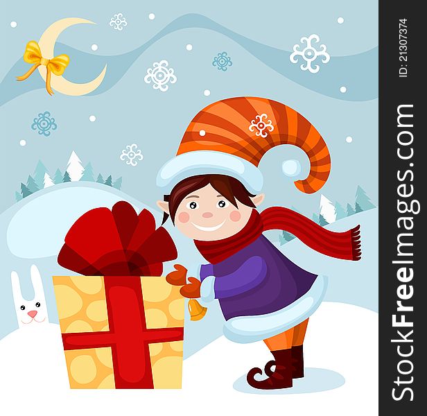 vector illustration of a cute christmas card