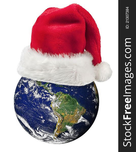 Globe with a Christmas hat