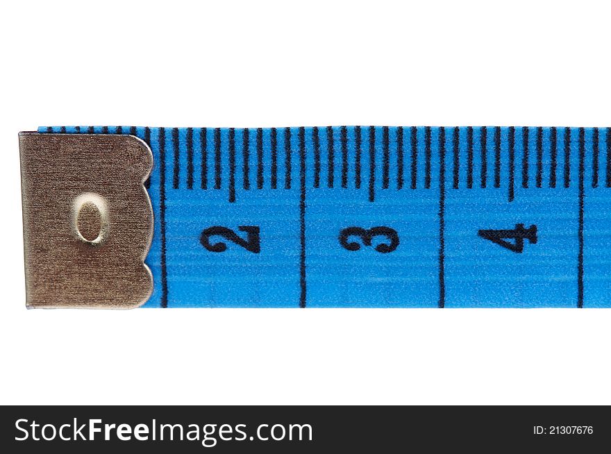 Measuring tape of the tailor over white background