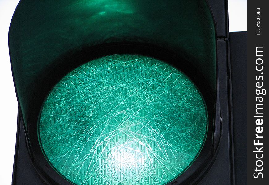 Green traffic light close up. Green traffic light close up
