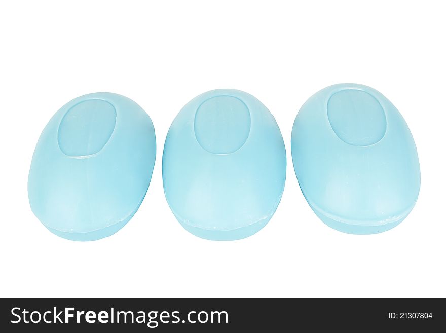 Three pieces of soap isolated on white background