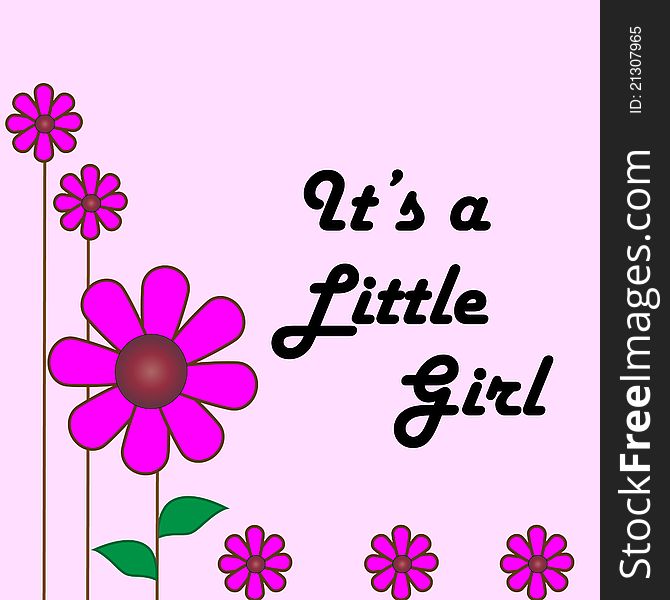 Baby little girl card announcement