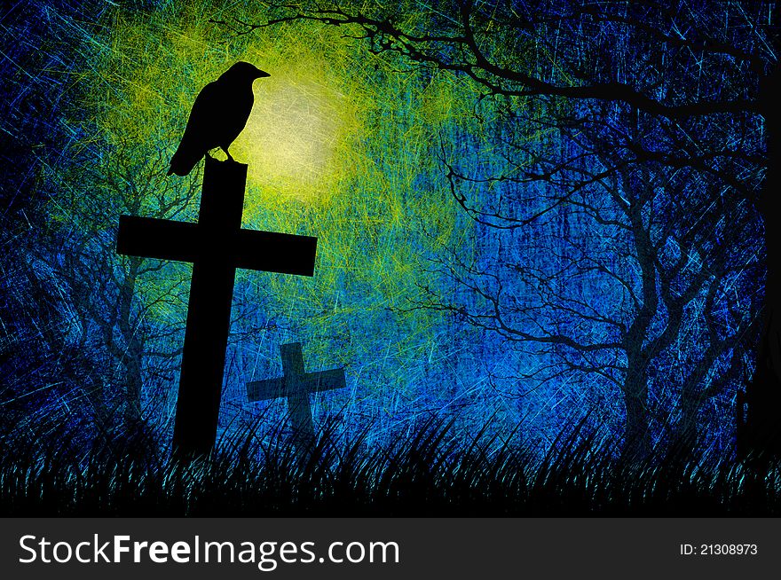 Grunge Textured Halloween Night Background