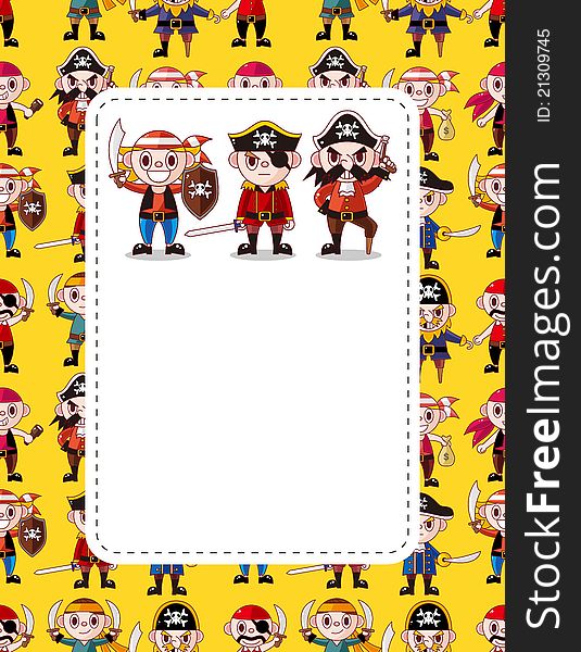 Cartoon pirate card,vector,illustration