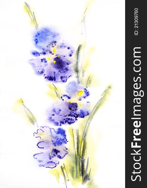Floral watercolor illustration background nature