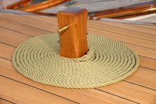 Coiled Rope On Teak Deck Royalty Free Stock Image Coiled Rope On Teak Deck Royalty Free Stock Image