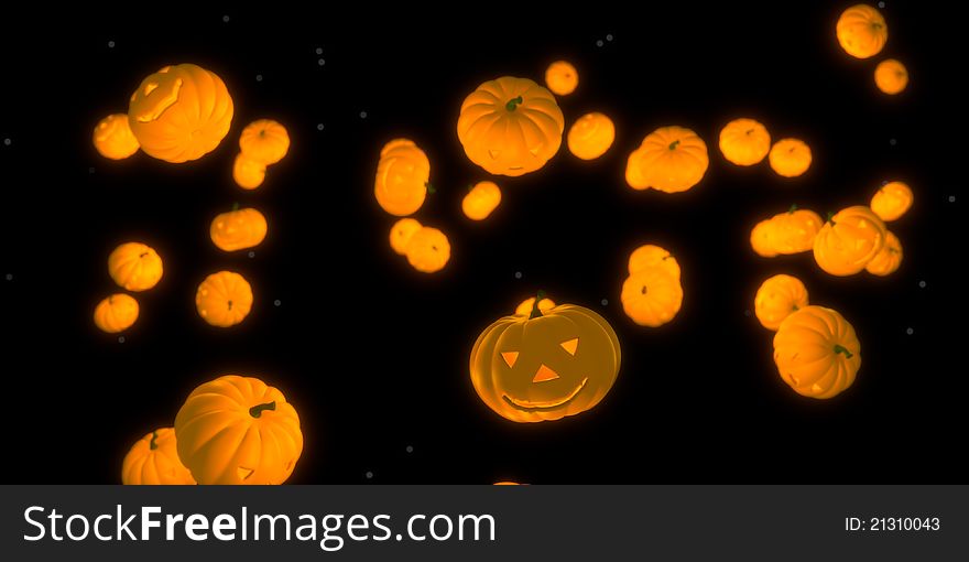 3D image of a lot of jack-o-lanterns. 3D image of a lot of jack-o-lanterns