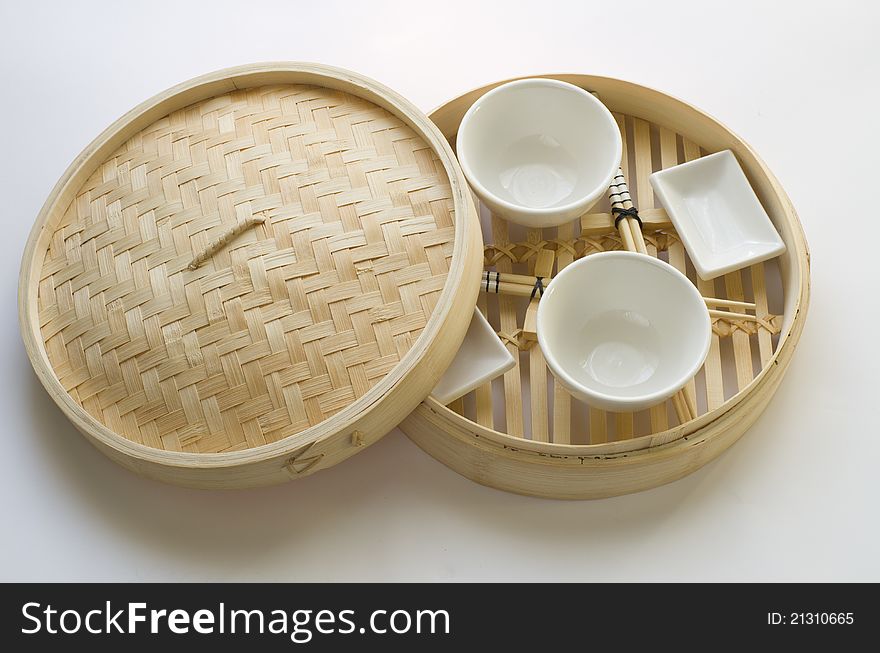 Sushi set for two person on white background