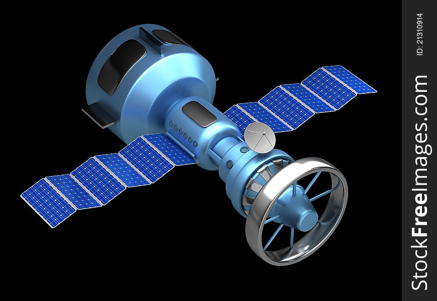 Blue model of an artificial satellite