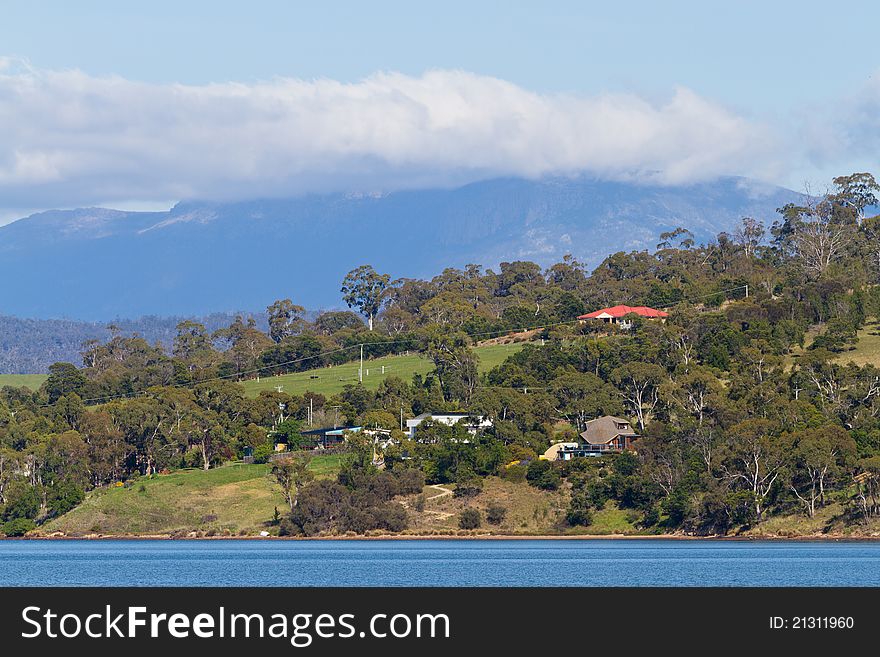Rurual Tasmanian landscape with Mount Wellington. Rurual Tasmanian landscape with Mount Wellington.