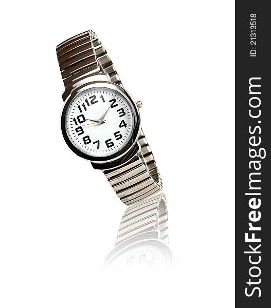 Steel Wristwatch On White