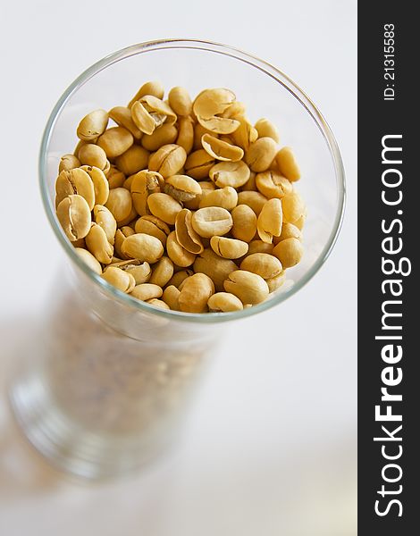 Coffee in glass and white background.