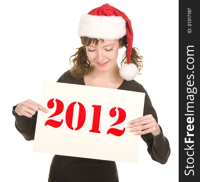 Young girl in Santa hat