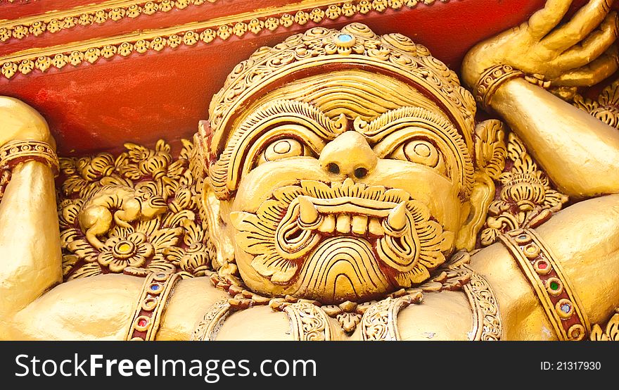 A giant stucco in a thai temple