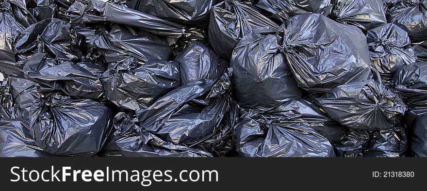 Closeup of a pile of garbage bags. Closeup of a pile of garbage bags