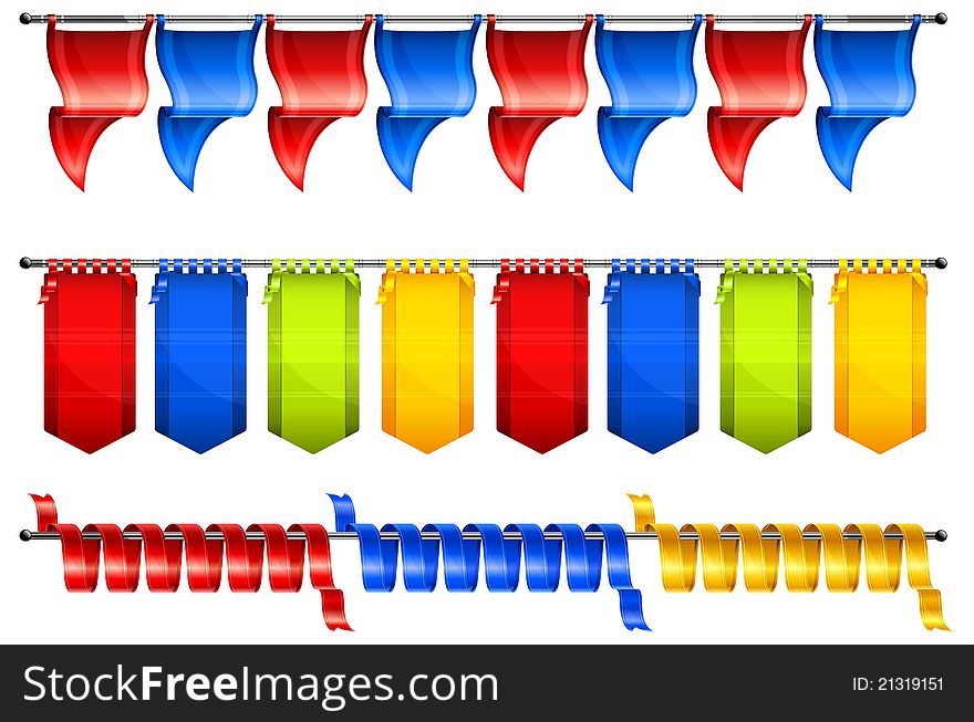 Beautiful color ribbon and flag for celebration on white vector illustration