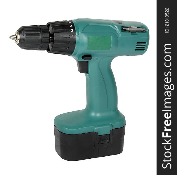 Image of a green cordless electric drill isolated on a white background. Clipping path included. Image of a green cordless electric drill isolated on a white background. Clipping path included.