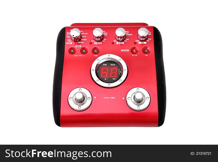 Guitar multi effects pedal isolated on white