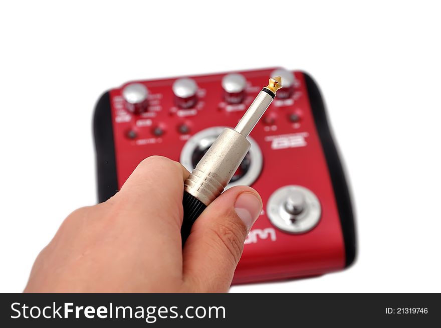 Guitar multi effects pedal isolated on white