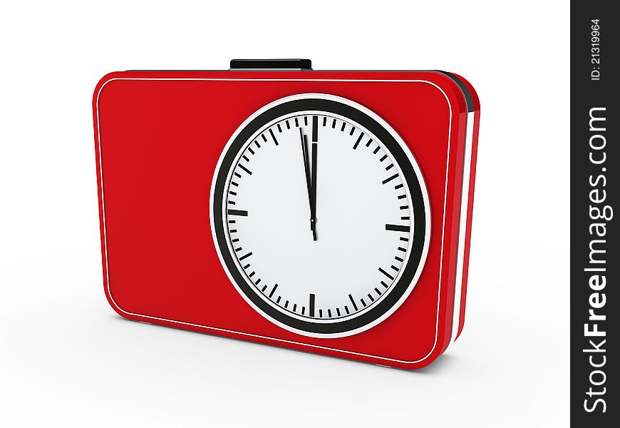 3d red alarm clock time. 3d red alarm clock time