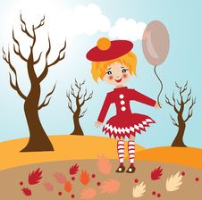Child Autumn Illustration Royalty Free Stock Photography Child Autumn Illustration Royalty Free Stock Photography