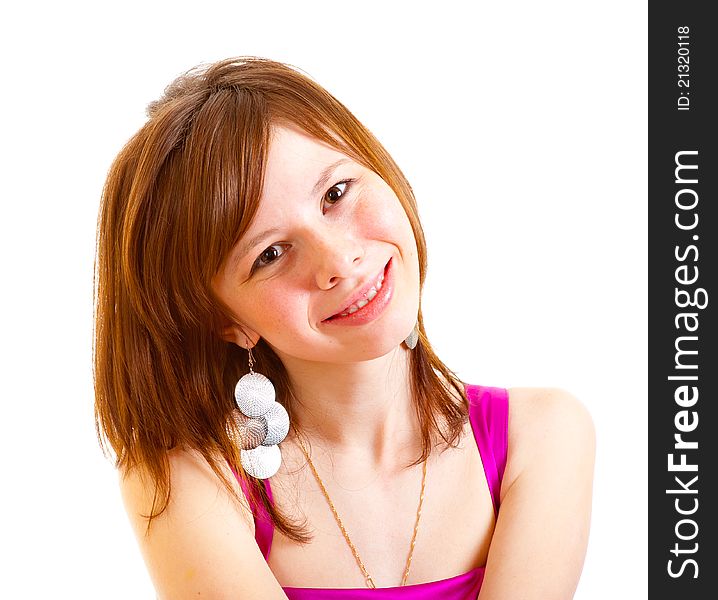 Portrait of a young red-haired freckled girl. Portrait of a young red-haired freckled girl