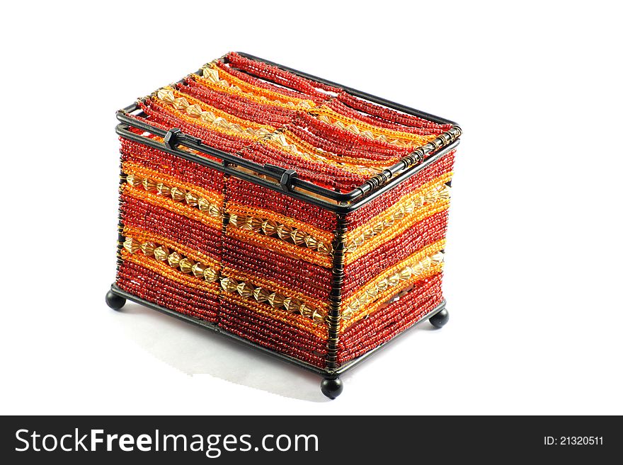 Casket, box with jewellery isolated on white background