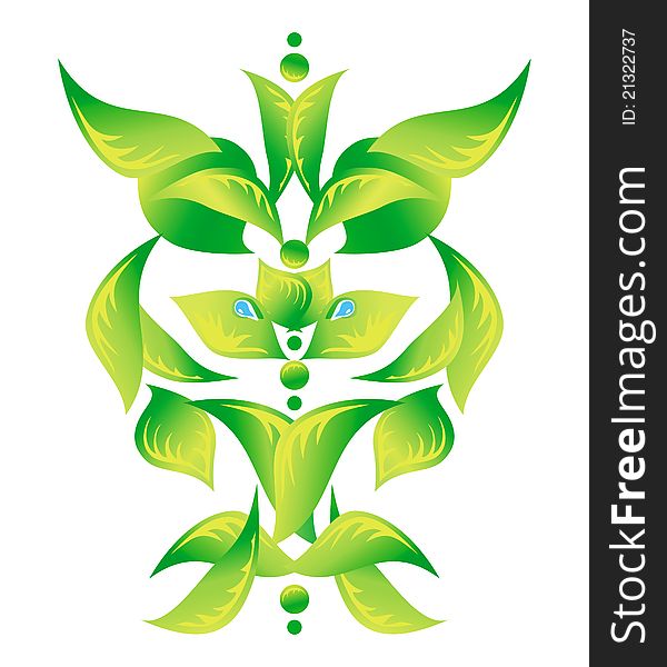 Element of an ornament with green foliage, vector. Element of an ornament with green foliage, vector