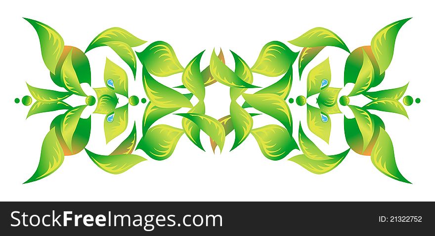 Element of an ornament with green foliage 2