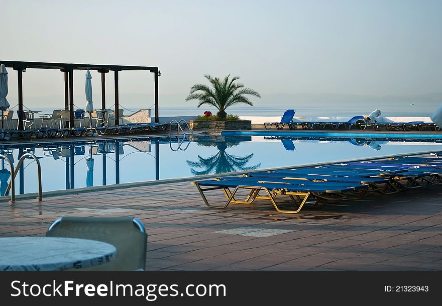 Vacation resort pool area at Greece