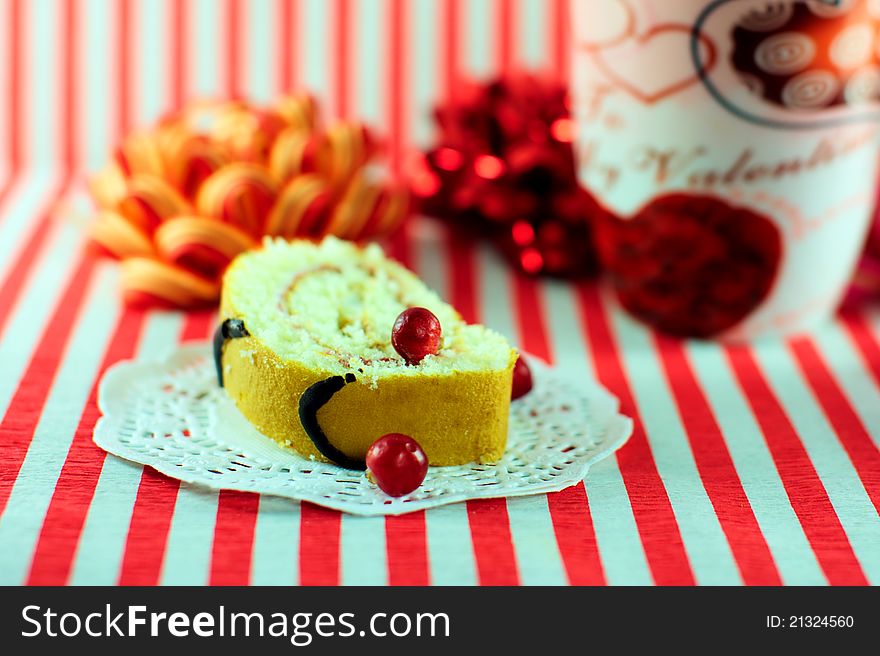 Peace of cake decorated with festival stuff. Peace of cake decorated with festival stuff