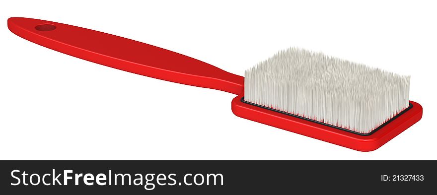 Red clothes brush. Isolated on white background.