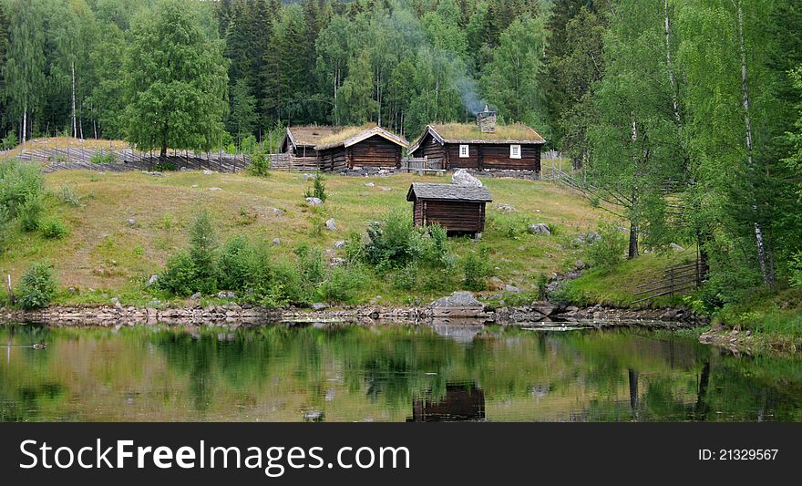 Norwegian hut in the forest