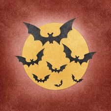 Halloween Bat And Moon Recycled Papercraft Stock Photos