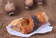 Sweet Poppy Buns Old Sack Art Background Stock Photo Sweet Poppy Buns Old Sack Art Background Stock Photo