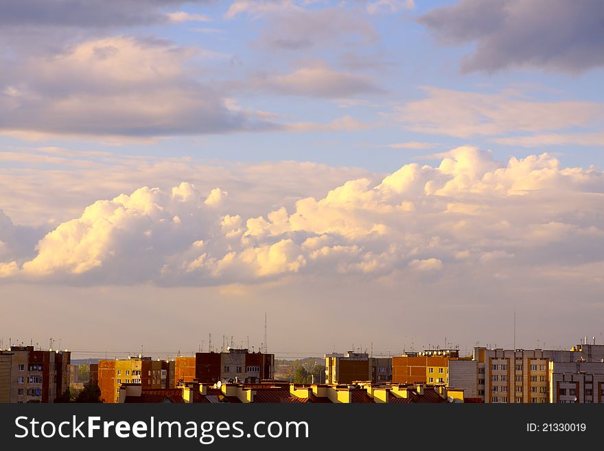 Morning cloudy sky over the city. Morning cloudy sky over the city