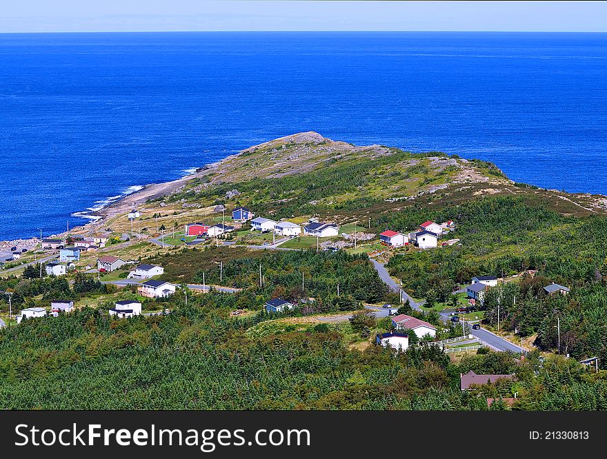 Flatrock Newfoundland located on a large rock outcropping called the beamer on the Atlantic ocean. Flatrock Newfoundland located on a large rock outcropping called the beamer on the Atlantic ocean.