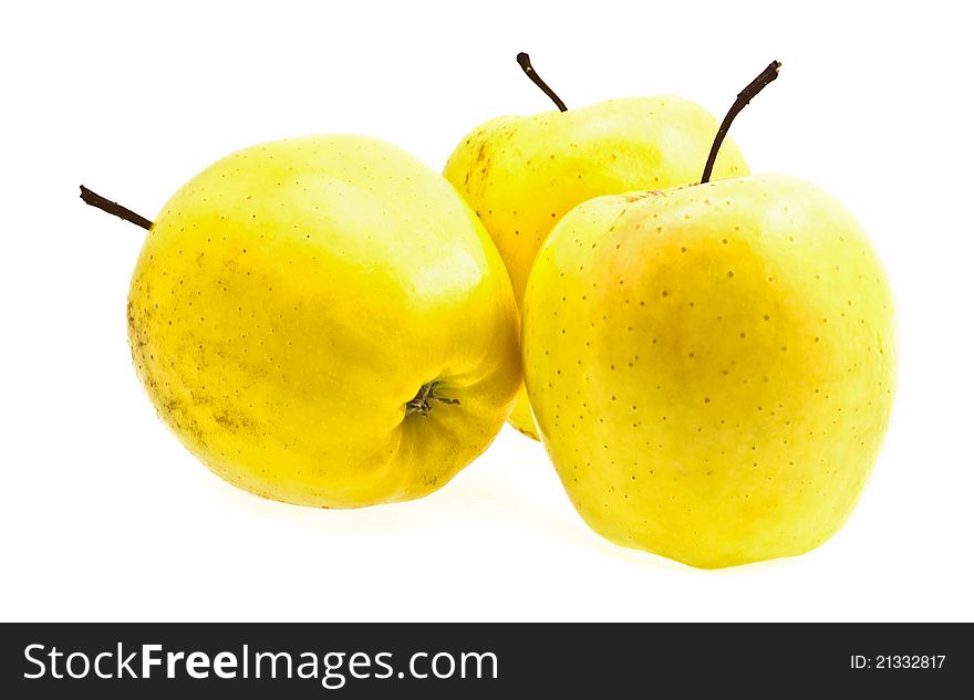 Apples with leaf on white background. Apples with leaf on white background