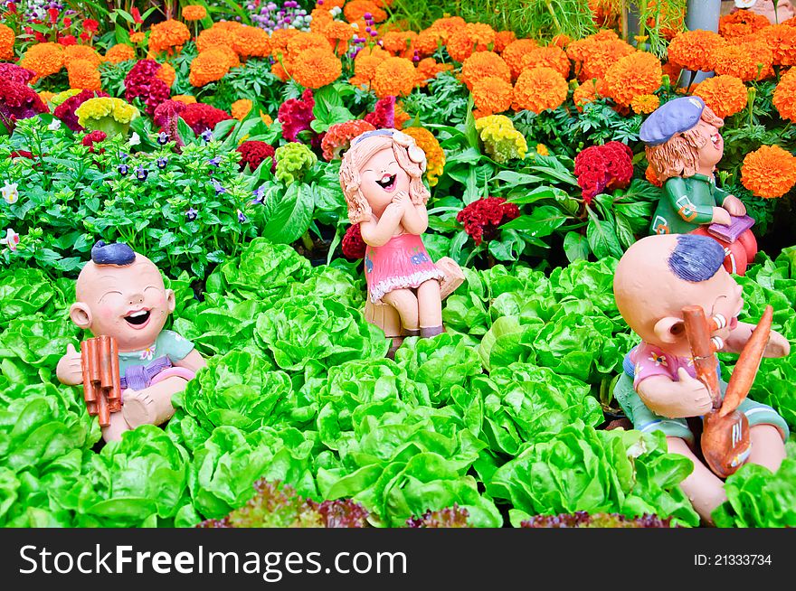 Happy Dolls In Garden