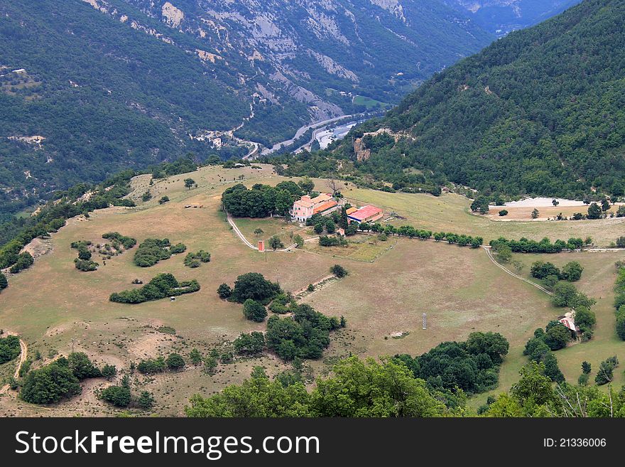 Bird's Eye View of valley in France near French Riviera. Bird's Eye View of valley in France near French Riviera