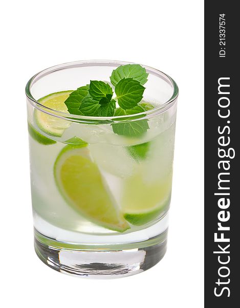 Mojito in glass on a white background