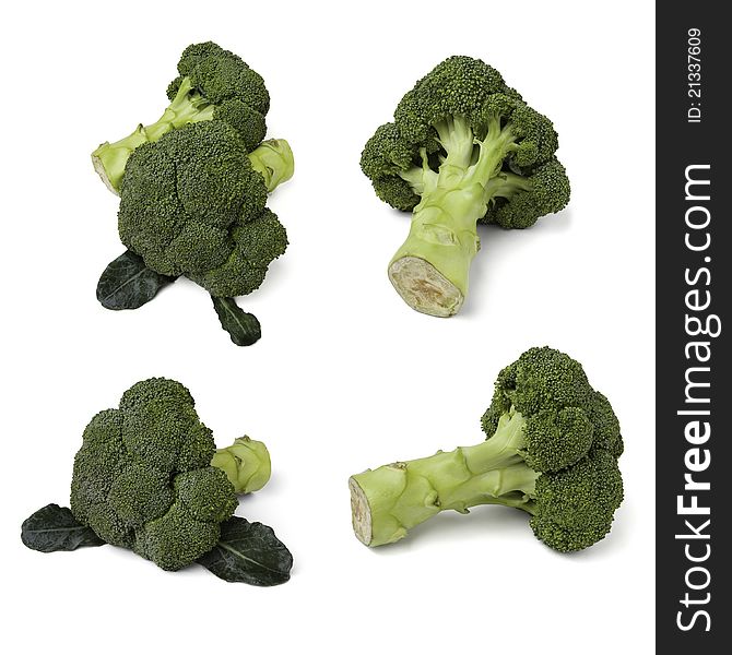 Set of broccoli against white background