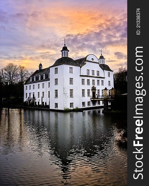 Romantic medieval palace on a lake in Germany. Romantic medieval palace on a lake in Germany