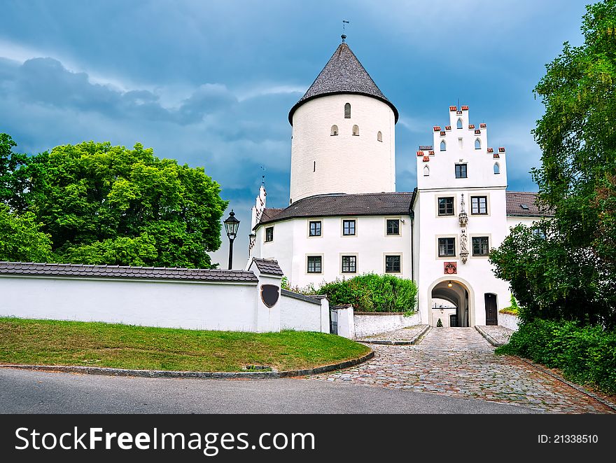 Old white gothic castle in Bavaria near Munich. Old white gothic castle in Bavaria near Munich