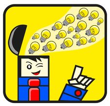 Illustration Of Businessman Get Idea Royalty Free Stock Photography